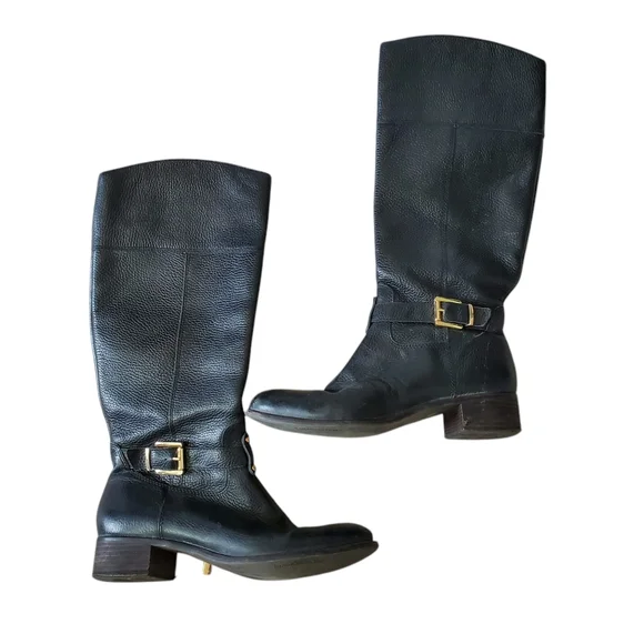 Banana Republic Black Genuine Leather Preppy Equestrian Riding Boots 9 - Picture 2 of 7